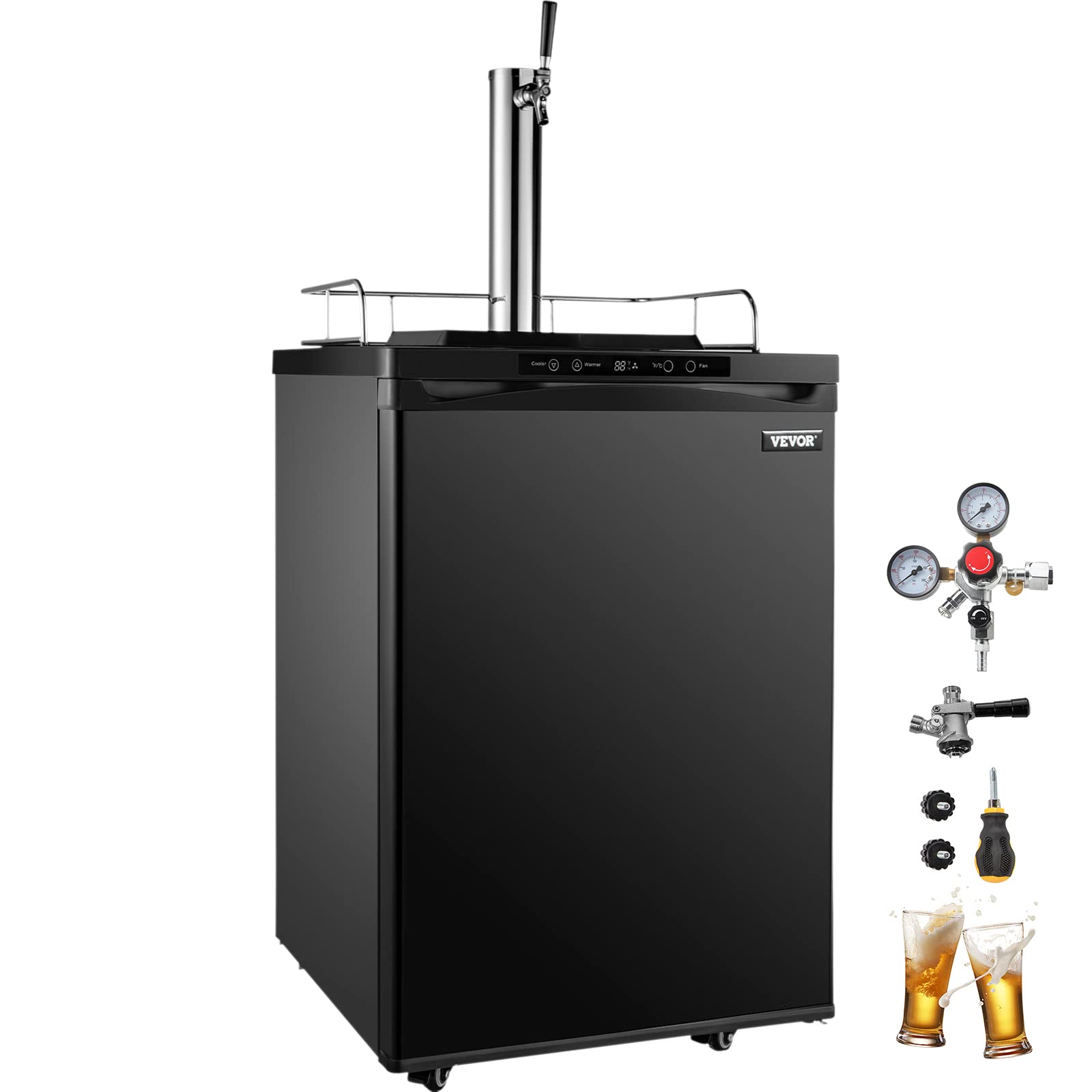 PJLCFPG1TAPBLACK VEVOR Kegerators Beer Dispenser, Full Size Beer