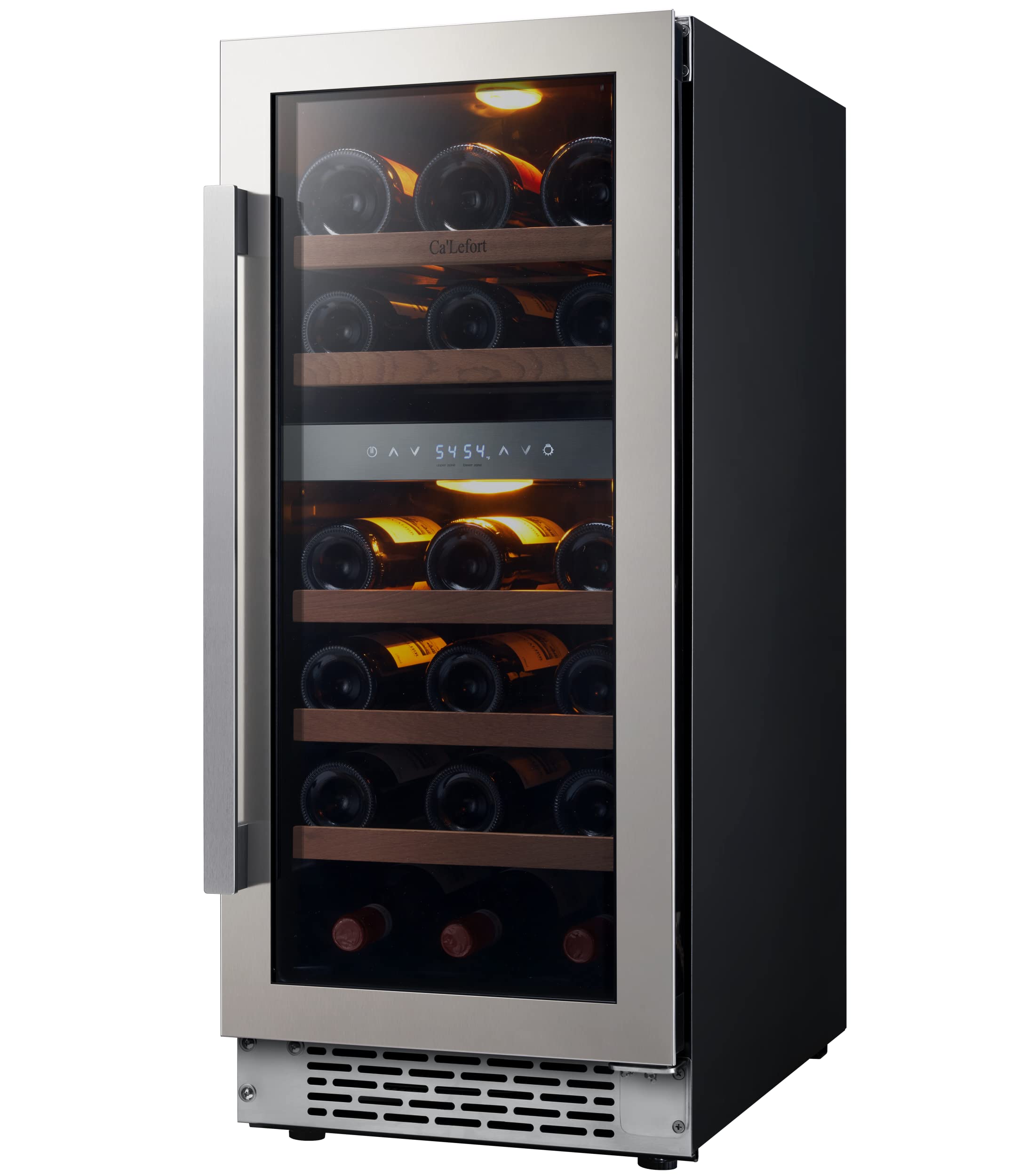 caLefort 15 Inch Wine cooler, 28 Bottle Mini Wine Fridge Dual Zone Fast cooling Low Noise, Professional Wine cooler Refrigerator