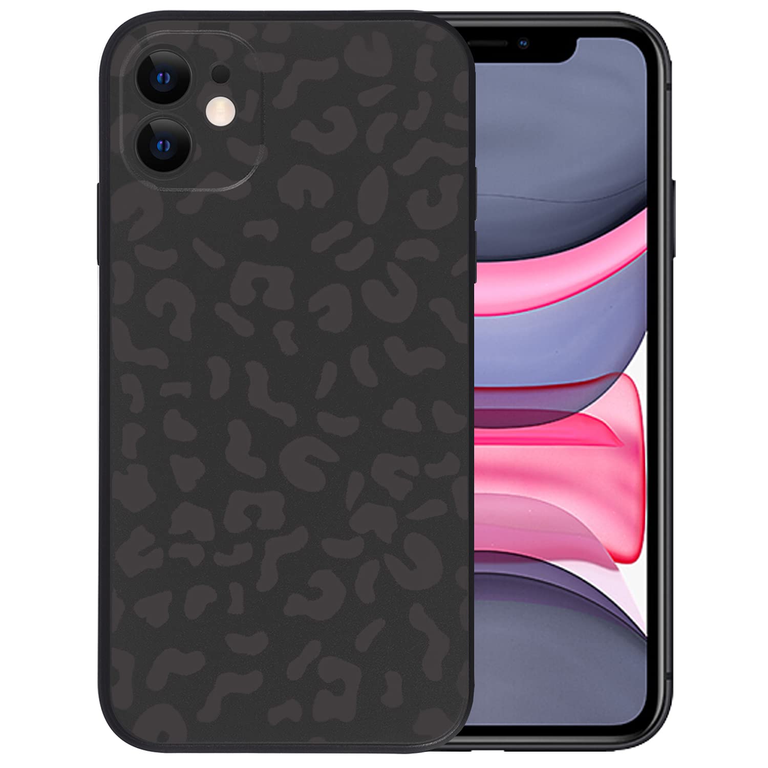 KUMTZO compatible with iPhone 11 Leopard of The Night Print case, Fashion Black Leopard cheetah Pattern Protective cover for Wom