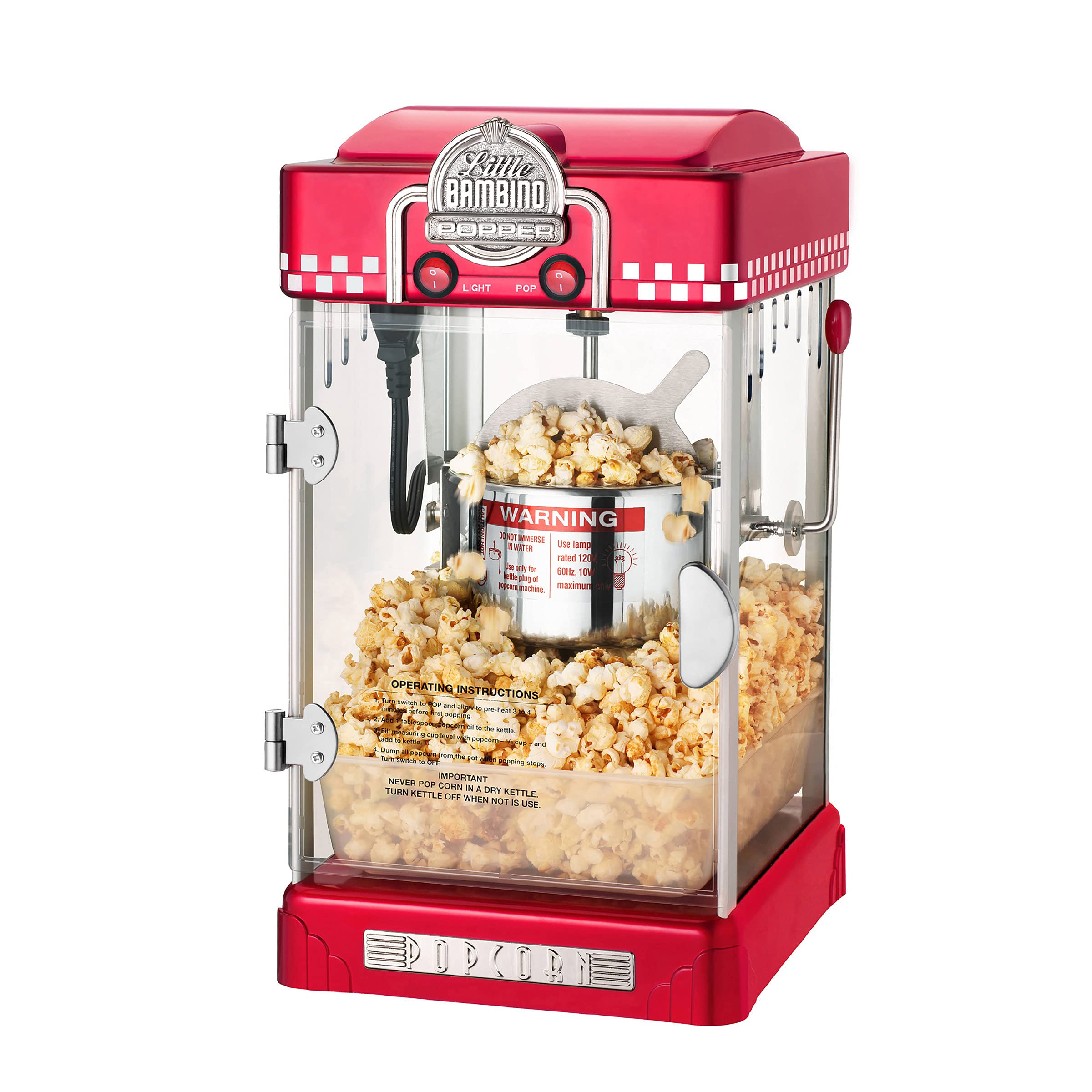 Great Northern Popco 112832EAE Little Bambino Popcorn Machine - Old  Fashioned Popcorn Maker, 25 Oz Kettle, Measuring cups, Scoop, and Serving  cups by great Nor
