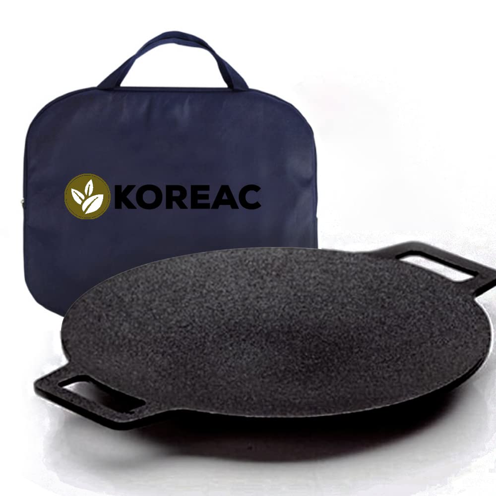 koreac _korean bbq non-stick griddle gril_natural material 6 layer coating/circular size 13 inches [round griddle pan13in + b