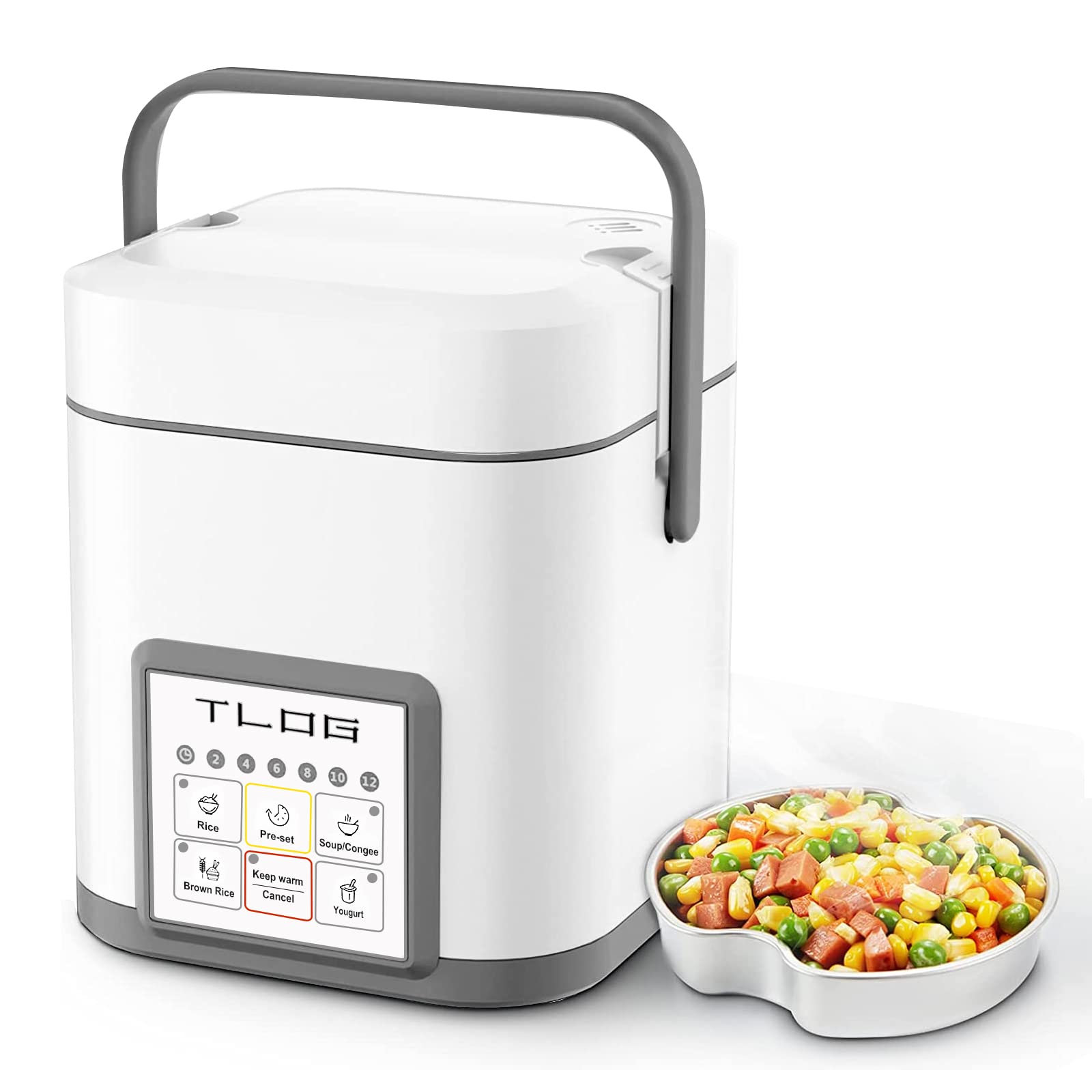 TLOg Mini Rice cooker 25 cups Uncooked, Healthy ceramic coating Portable Rice cooker, 12L Travel Rice cooker Small for 1-3 Peopl