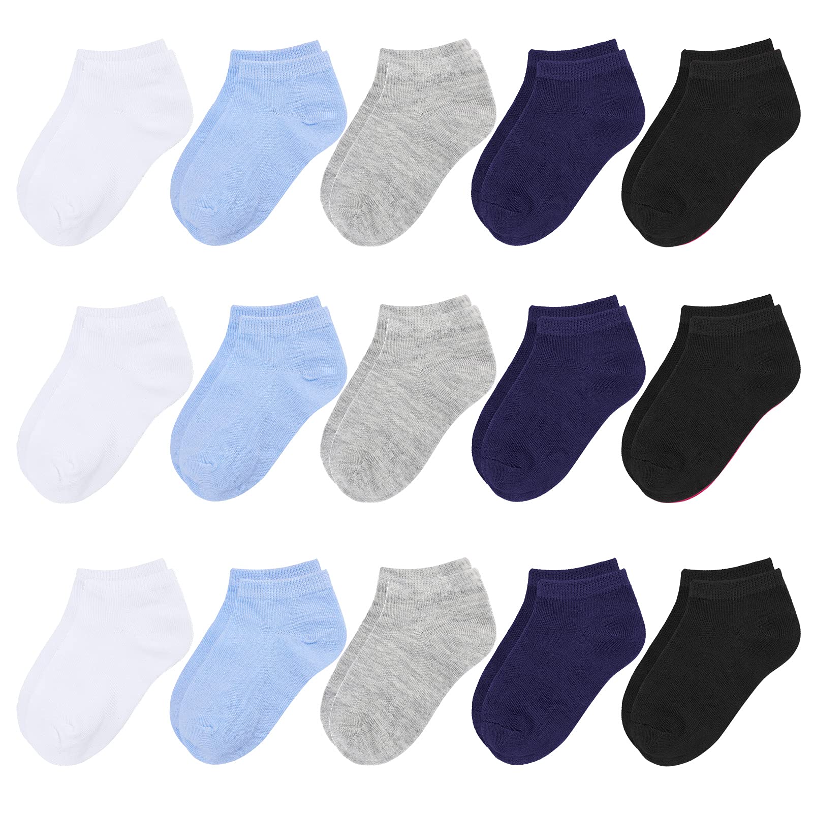 Booph 15Pcs Kids Socks For Boys Girls Low Cut Athletic Ankle Socks 2-4T Multi04