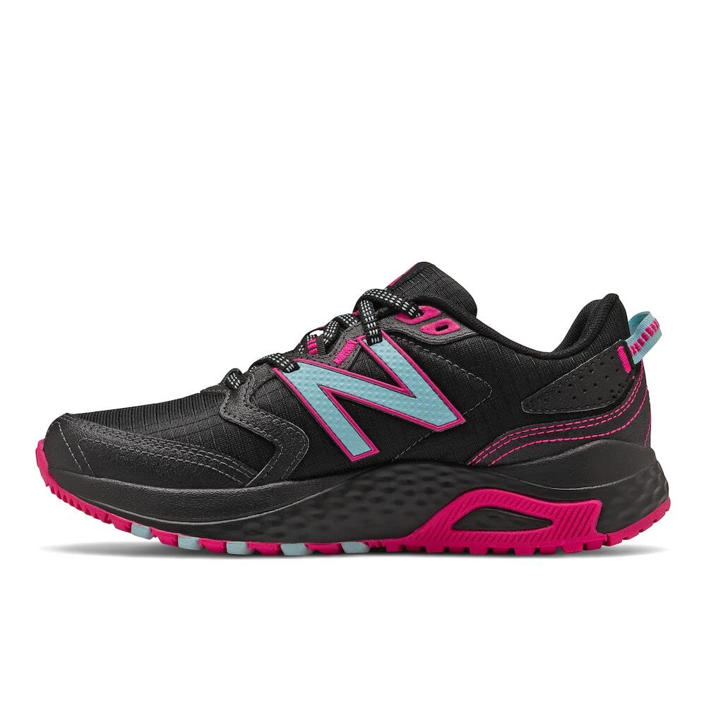 New Balance Womens 410 V7 Trail Running Shoe, Blackblue Chillpink Glo, 7