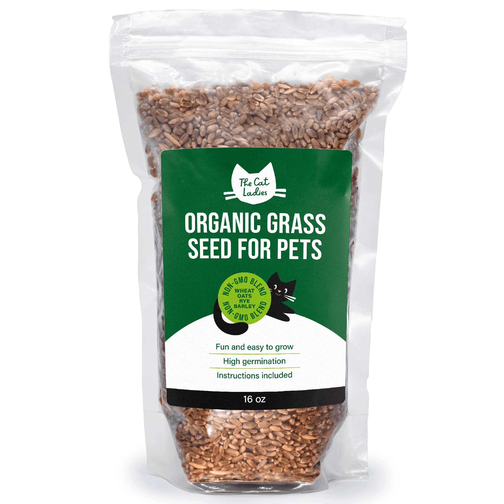 The Cat Ladies 100% Organic Cat Grass Seed (Non Gmo) 16Ounce