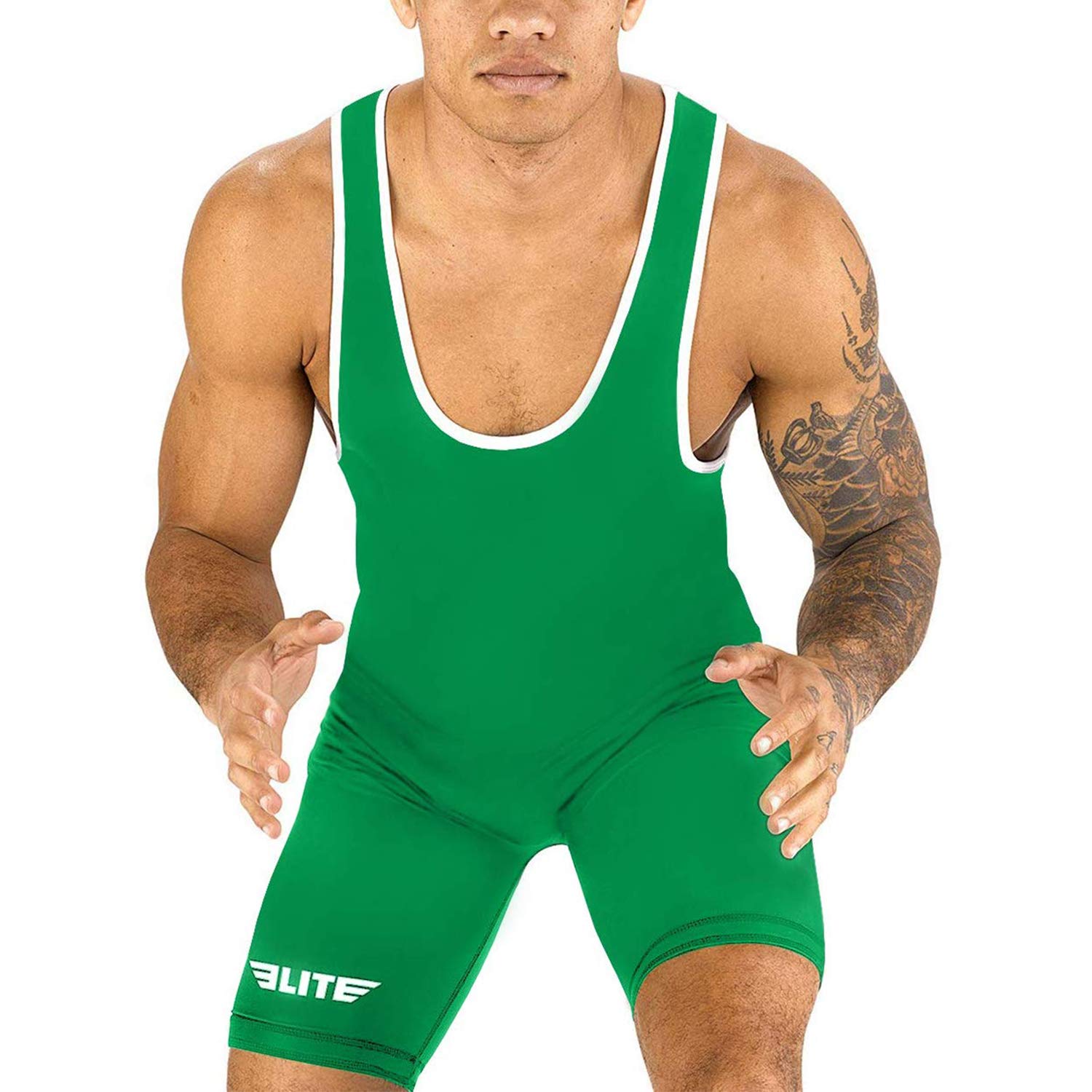 Elite Sports Menas Wrestling Singlets, Standard Singlet For Men Wrestling Uniform (Green, Medium)