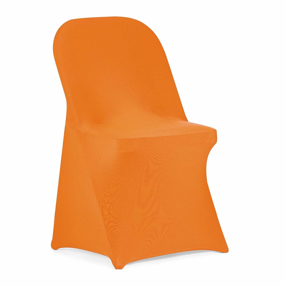 Peomeise Stretch Spandex Folding Chair Cover for Wedding Party Dining Banquet Event (Orange,12pcs)