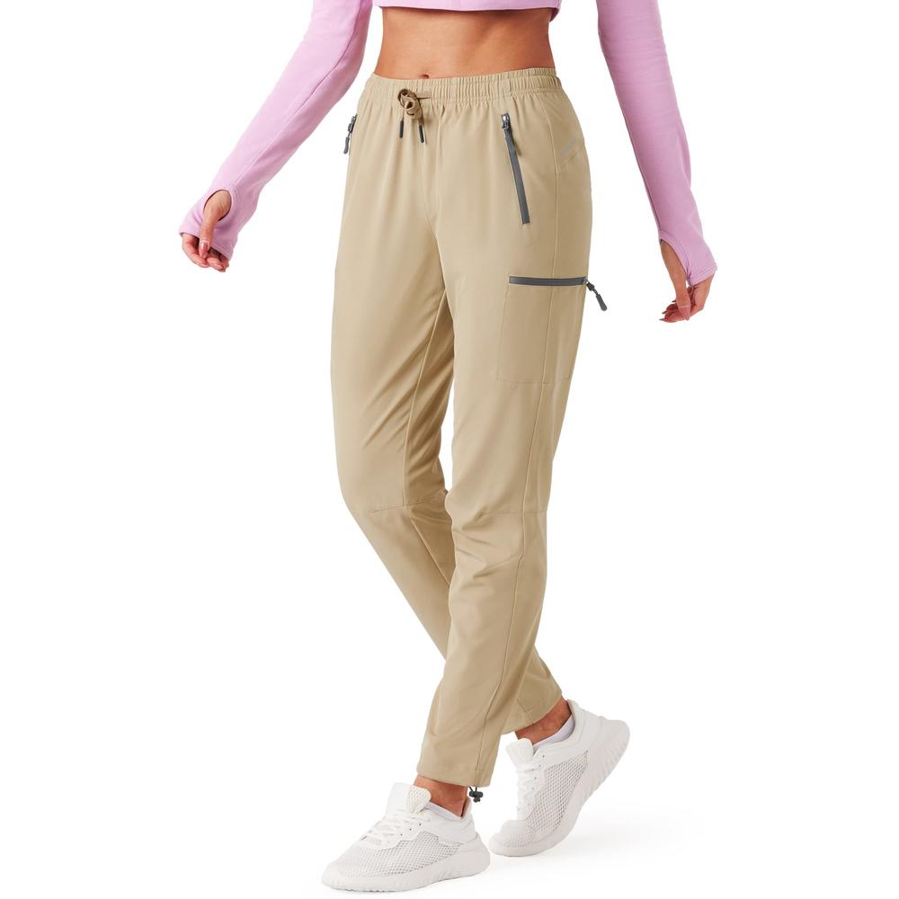 URBEST Women's Hiking Cargo Pants Outdoor Lightweight Quick Dry Water Resistant UPF 50+ Capris Pants with Zipper Pockets Khaki 3XL