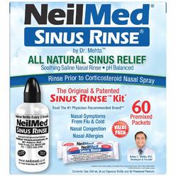 NeilMed Sinus Rinse - A Complete Sinus Nasal Rinse Kit With 60 Premixed Packets