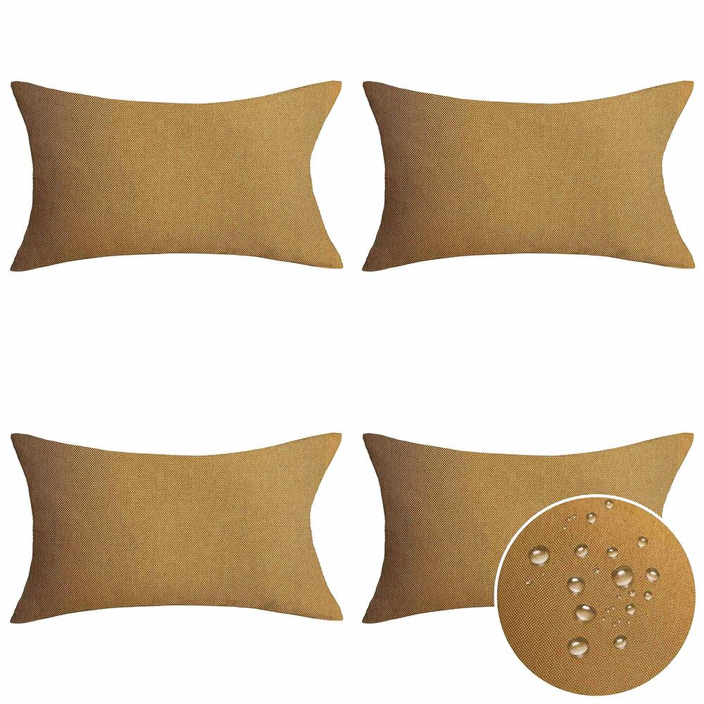 Home Brilliant Throw Pillow Cover 12x20 Outdoor Pillows Mustard Yellow Accent Pillows Covers Set of 4, Burlap Yellow