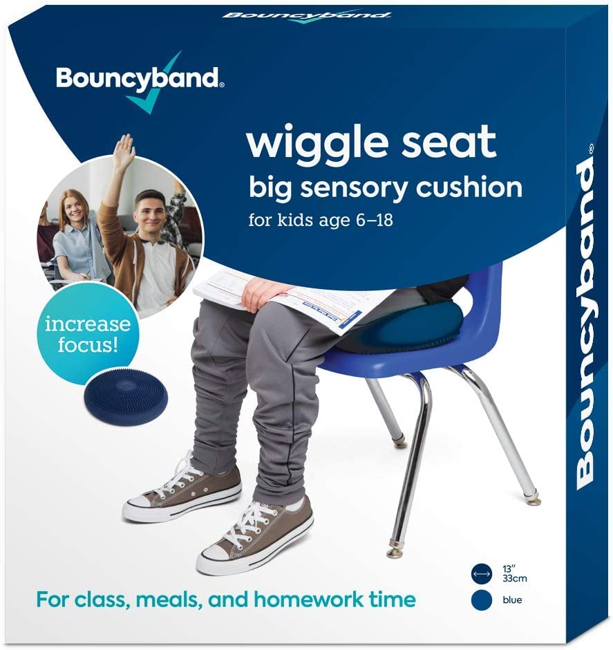 Bouncy Bands Bouncyband - Wiggle Seat - 10 Pack - Blue, 13A D - Little Sensory cushion for Kids Ages 6-18+ - Promotes Active Learning, Improv