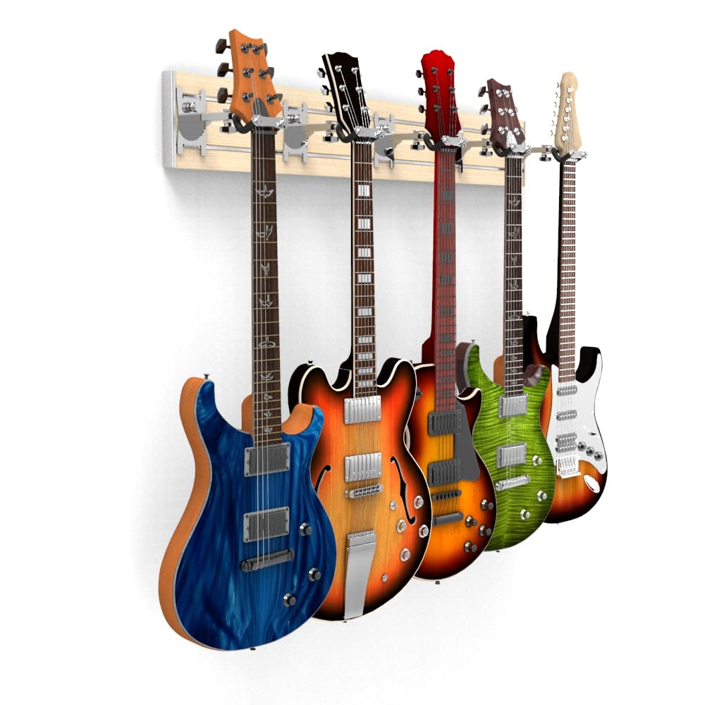 DLDIREcT 1 Horizontal Guitar Wall Mount + 5 Chrome Guitar Hooks: Guitar  Rack & Guitar Hanger Wall Mount Guitar Holder Stand, Banjo & Ukulel