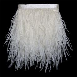 AMZTKDIY Ostrich Feathers Sewing Fringe Trim Ribbon For Crafts Clothes Accessories Latin Wedding Dress Diy 2-5 Yards 3-4Inch Width (5 Yar