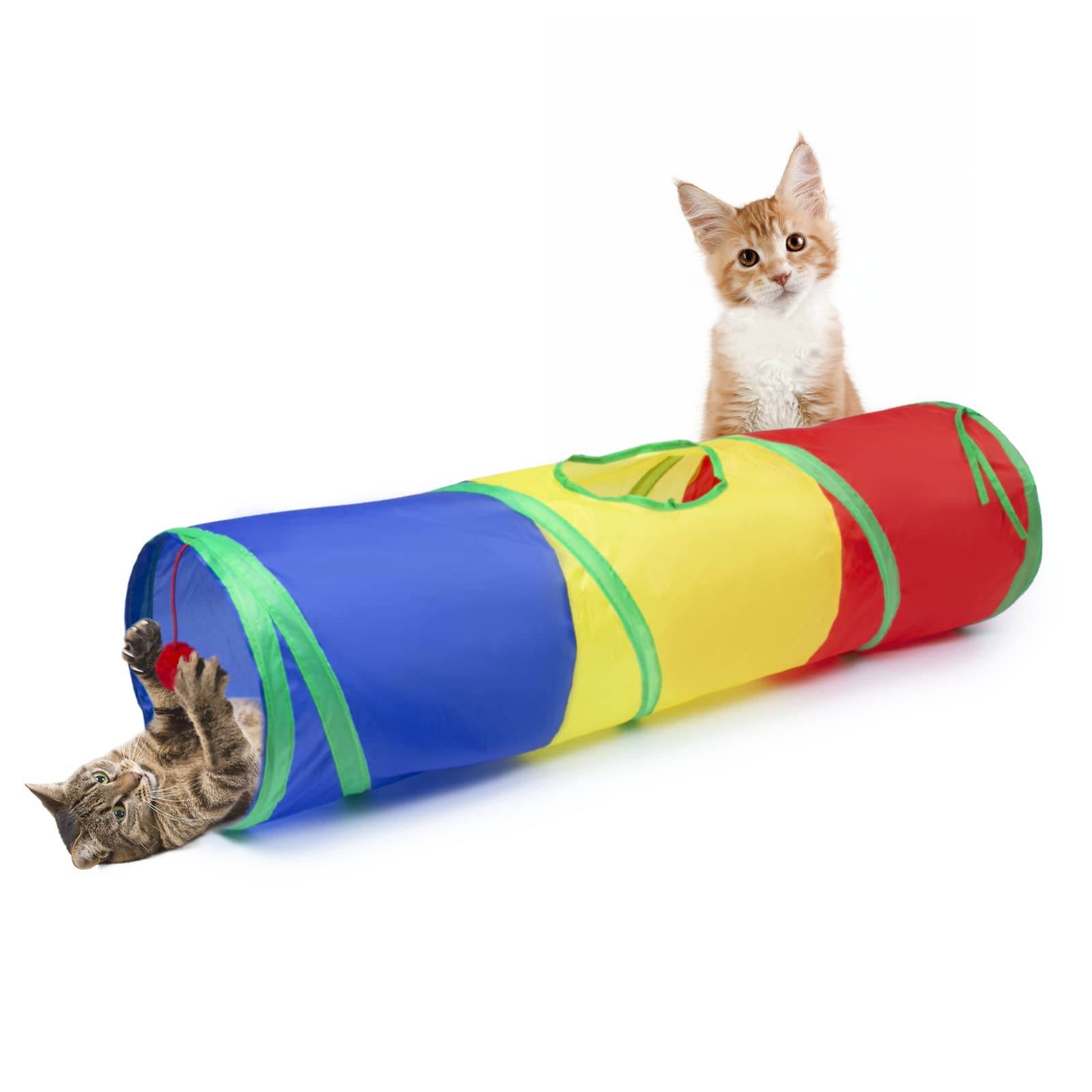 Sheldamy Cat Tunnel, 2-Way Cat Tunnels For Indoor Cats, Collapsible Cat Play Tunnel, Interactive Toy Maze Cat House With 1 Play