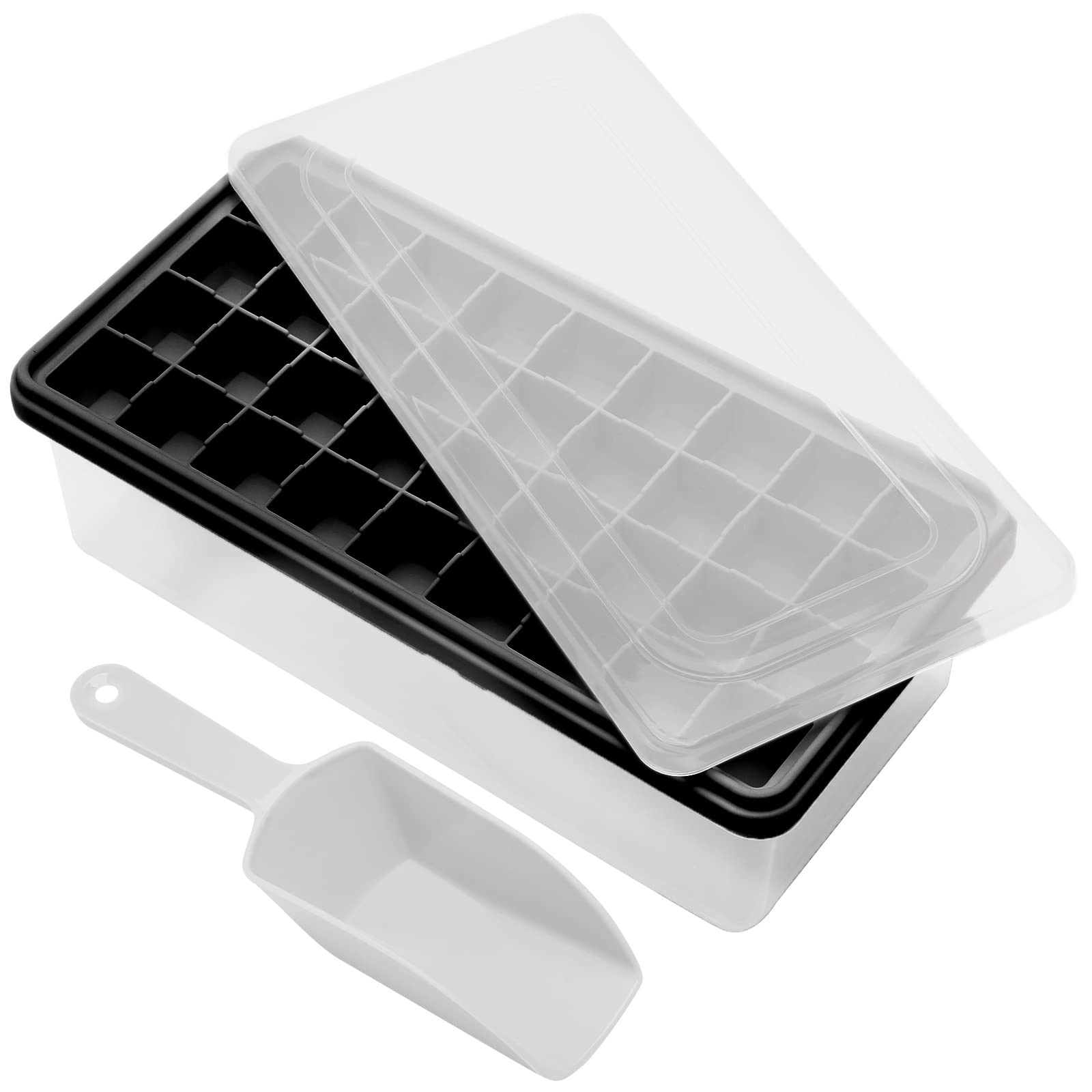CZWL&HG Food-grade Silicone Ice Cube Tray with Lid and Storage Bin for Freezer, Easy-Release 36 Small Nugget Ice Tray with Spill-Resista