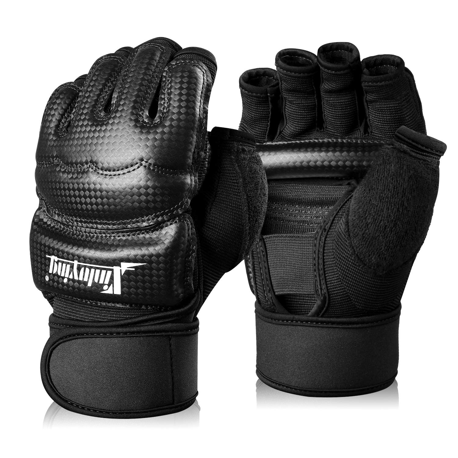 Xinluying Punch Bag Boxing Martial Arts Mma Sparring Grappling Muay Thai Taekwondo Training Pu Leather Wrist Wraps Gloves Black
