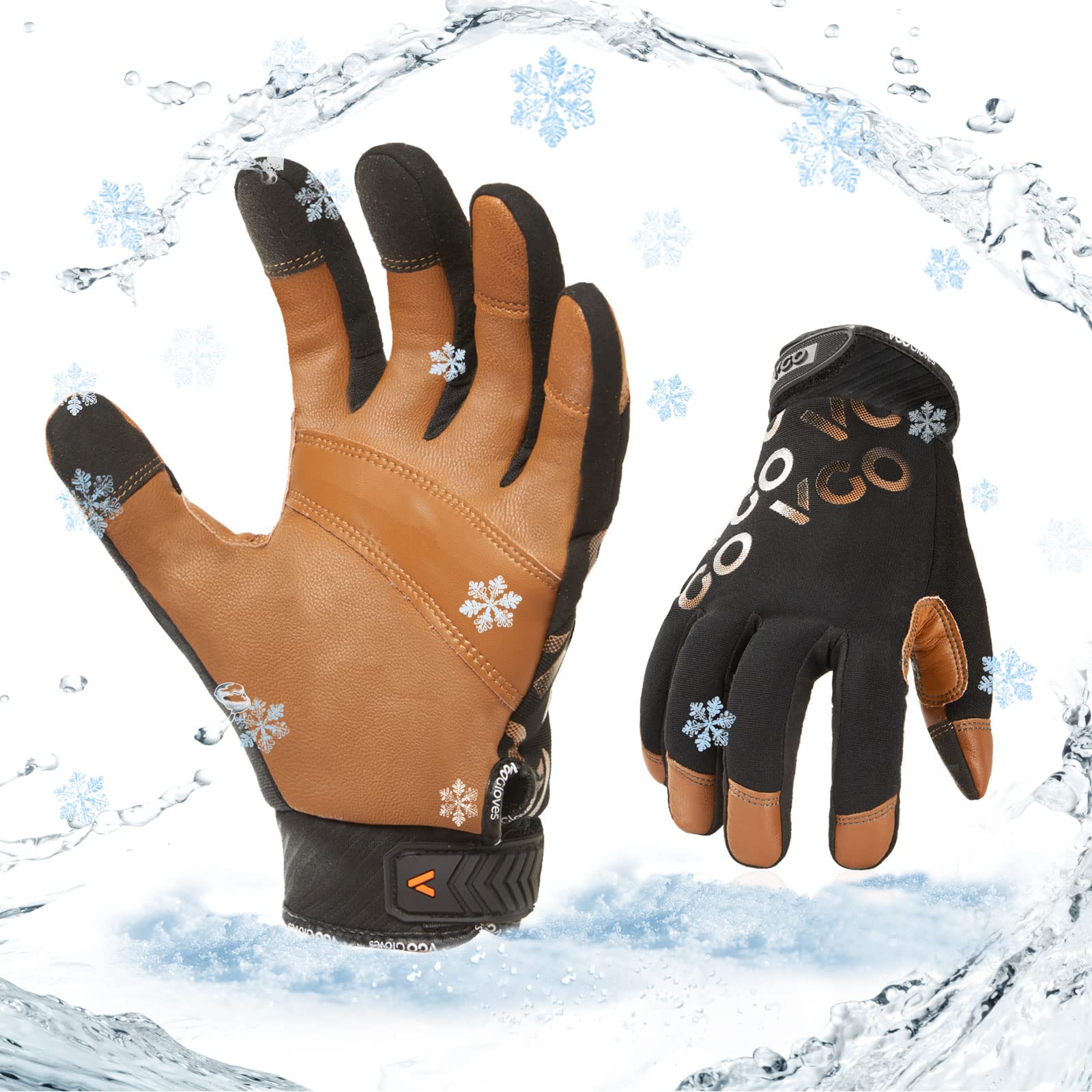 Vgo... Vgo 1-Pair -4 Or Above 3M Thinsulate C100 Winter Warm Waterproof Light Duty Mechanic Glove, High Dexterity, Anti-Abrasion, Rigge