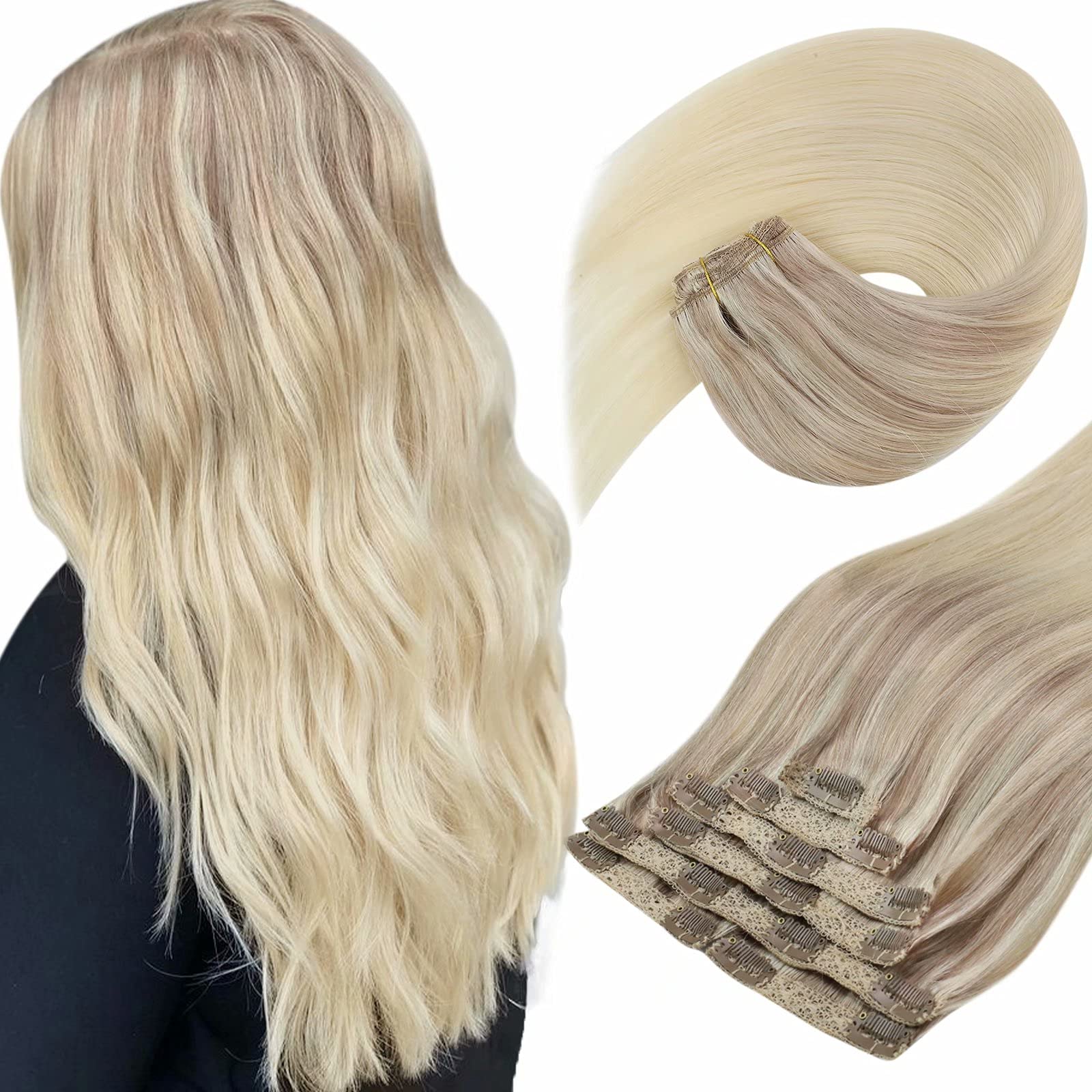 Sunny Hair Sunny Clip In Hair Extensions Ombre Blonde Clip In Hair Extensions Real Human Hair Ash Blonde Ombre Platinum Blonde Clip In Real