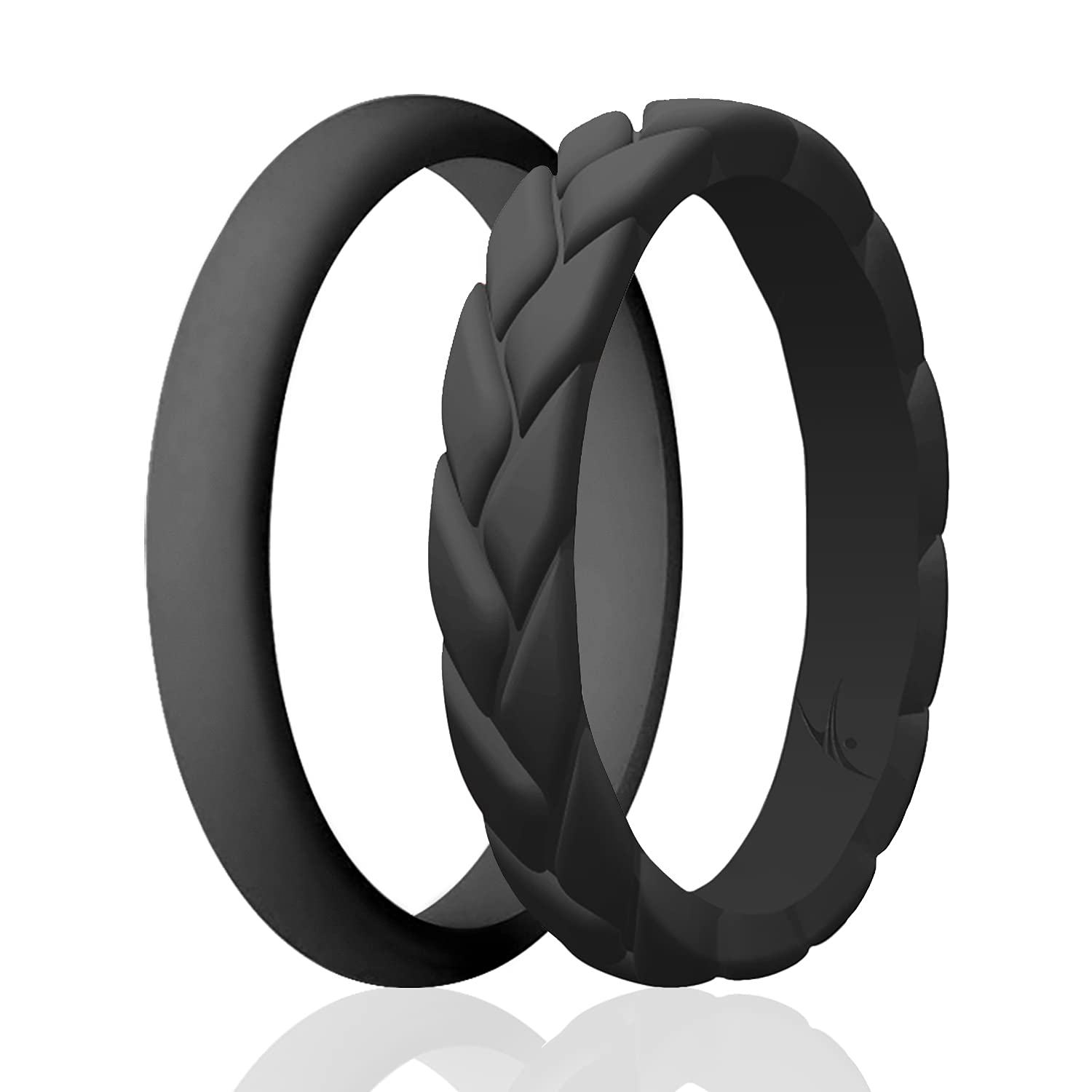 Roq Silicone Rubber Wedding Ring For Women, Thin Stackable Rubber Silicone Wedding Band, Bridal Jewelry Set, Anniversary Rings,