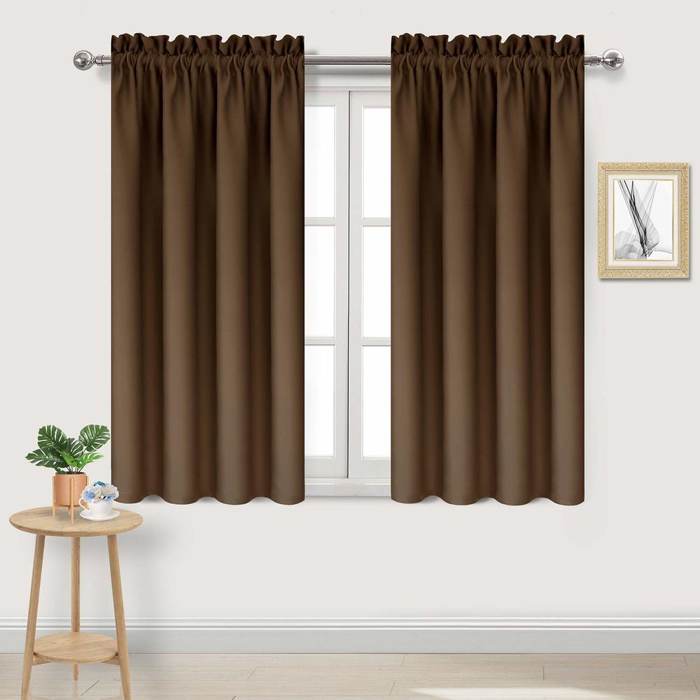DWCN Blackout Curtains Room Darkening Thermal Insulated Bedroom Curtains Window Treatments, 42 x 45 inches Long, Set of 2 Brown 