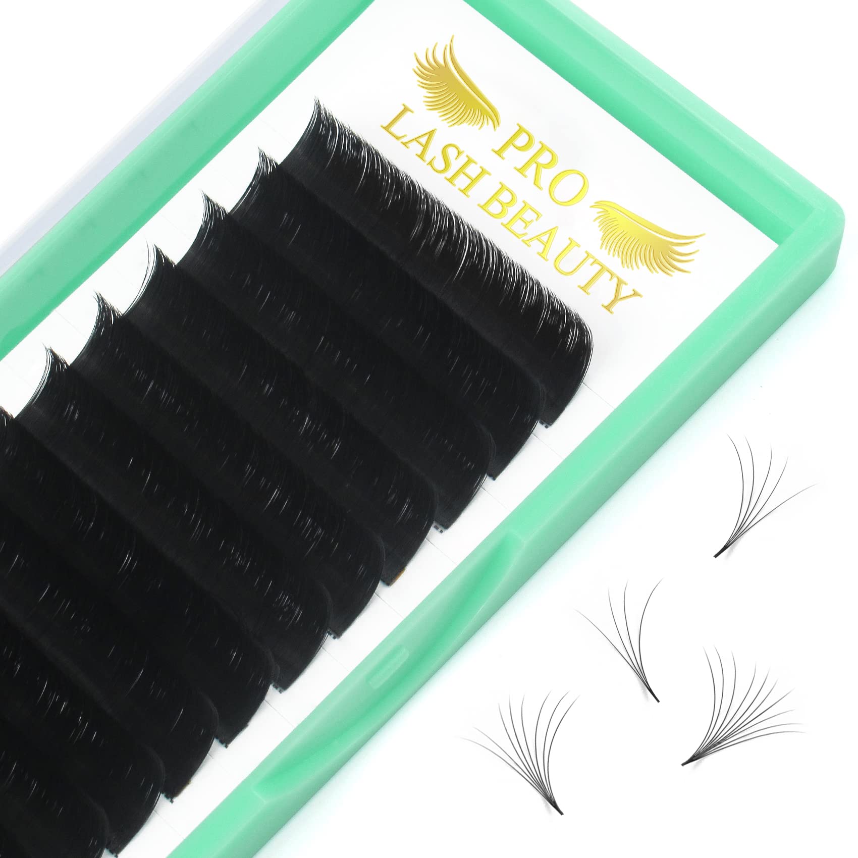 PRO LASHBEAUTY Easy Fan Volume Lashes cc-007-14 Volume Lash Extensions Rapid Blooming Lashes 9 to 20 mm Mega Volume Lash Extensions c D curl Fl
