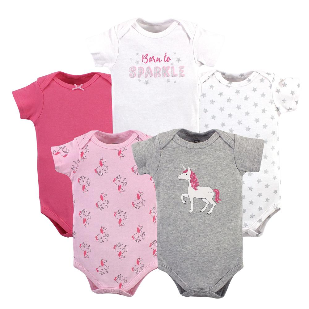 Hudson Baby Unisex Baby Cotton Bodysuits Pink Unicorn, 18-24 Months