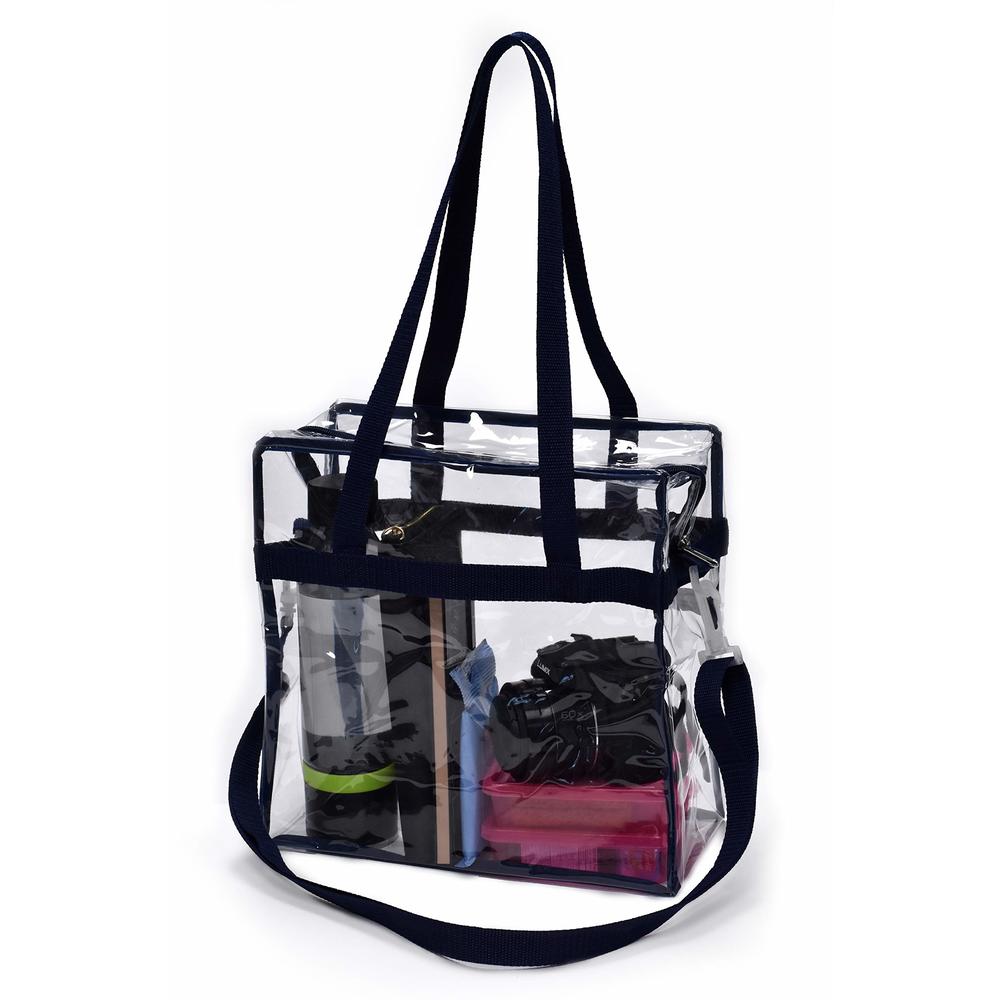 Handy Laundry Clear Tote Bag Stadium Approved - Shoulder Straps And Zippered Top Perfect Clear Bag For Work, School, Sports Game