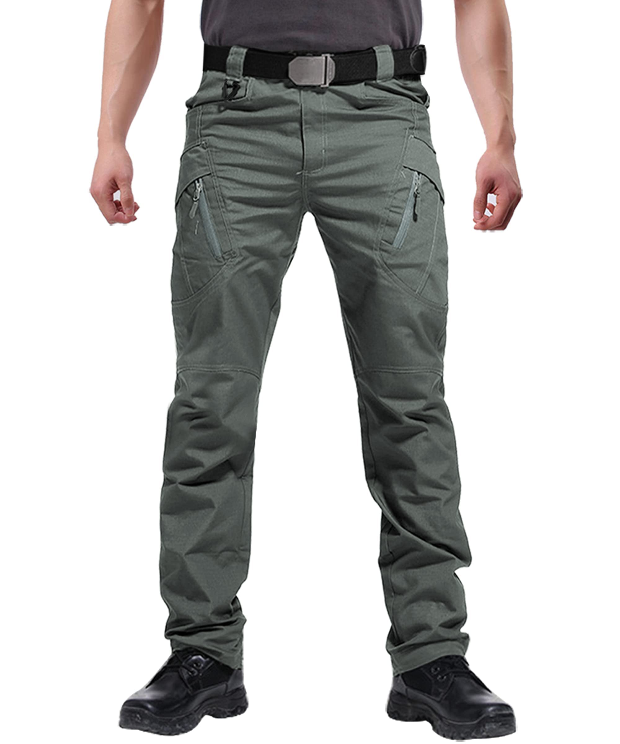 Susclude Mens Outdoor Cargo Workout Pants Military Tactical Pants Ripstop Assault Combat Army Pants Gray Green 36Wx30L