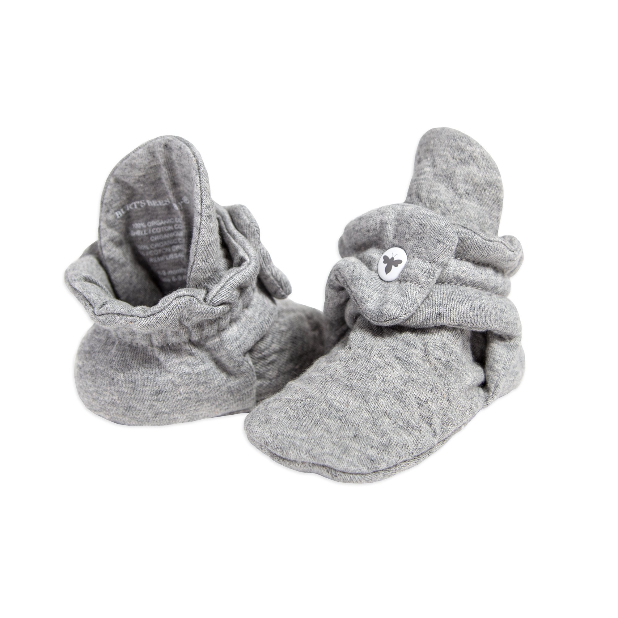 Burt\'s Bees Baby Burts Bees Baby Baby Girls Booties, Organic Cotton Adjustable Infant Shoes Slipper Sock, Heather Grey Quilted, 3-6 Months Us