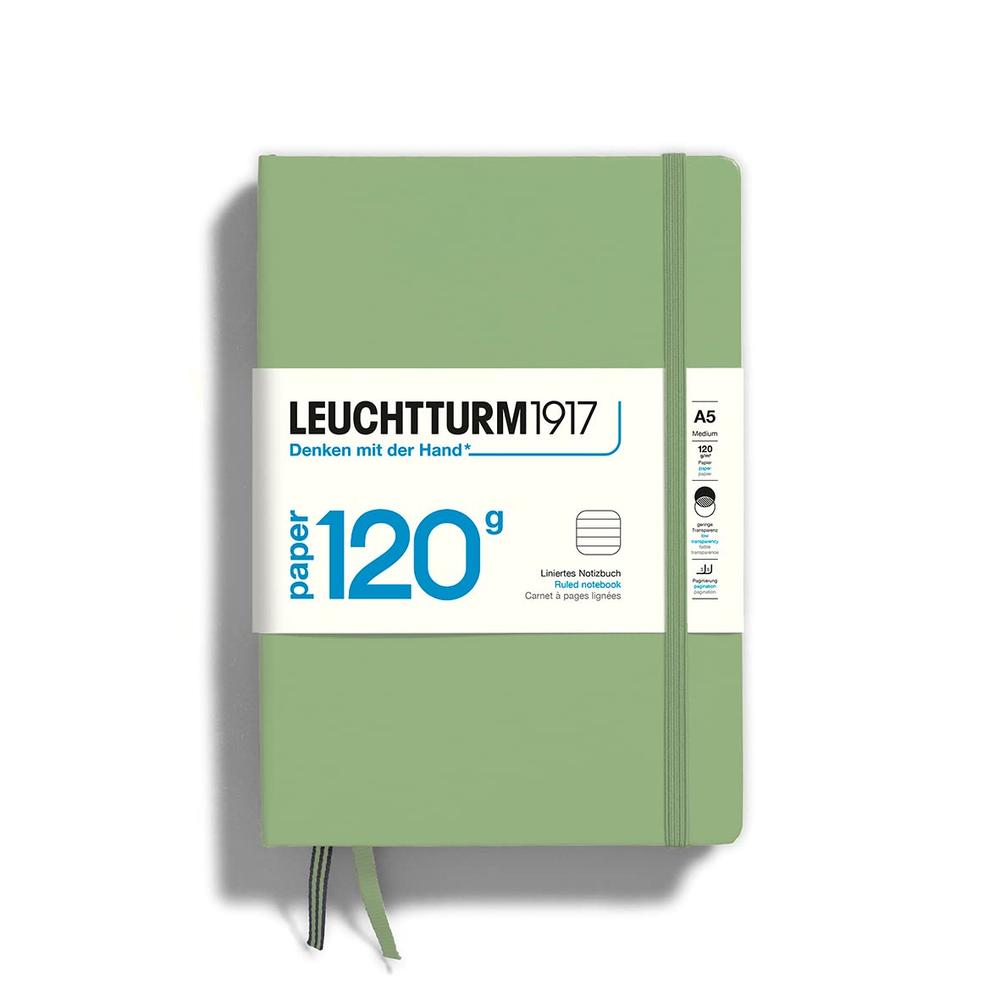 Leuchtturm1917-120G Special Edition - Medium A5 Ruled Hardcover Notebook (Sage) - 203 Numbered Pages With 120Gsm Paper