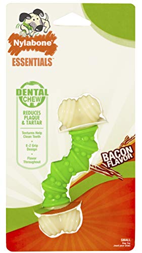 Earscrubbers Nylabone Daily Dental Dog Chew, Curved Design, Dental Ridges for Clean Teeth, Bacon Flavor (SMALL)