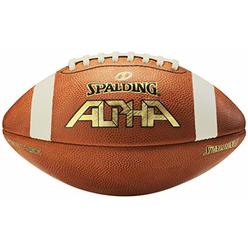 Spalding Alpha Leather Football, Light Brown/Red, Full Size