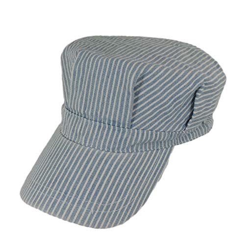 JAC Blue and White Railroad Engineer Train Conductor Adult Hat