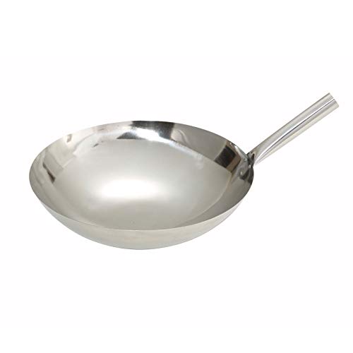Winco Stainless Steel Nailed Joint Wok, 14-Inch