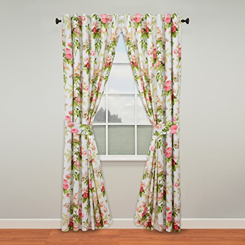 Waverly Emmas Garden Decorative Window Treatment Rod Pocket Curtains for Living Room, Double Panel, 50" x 84", Blossom