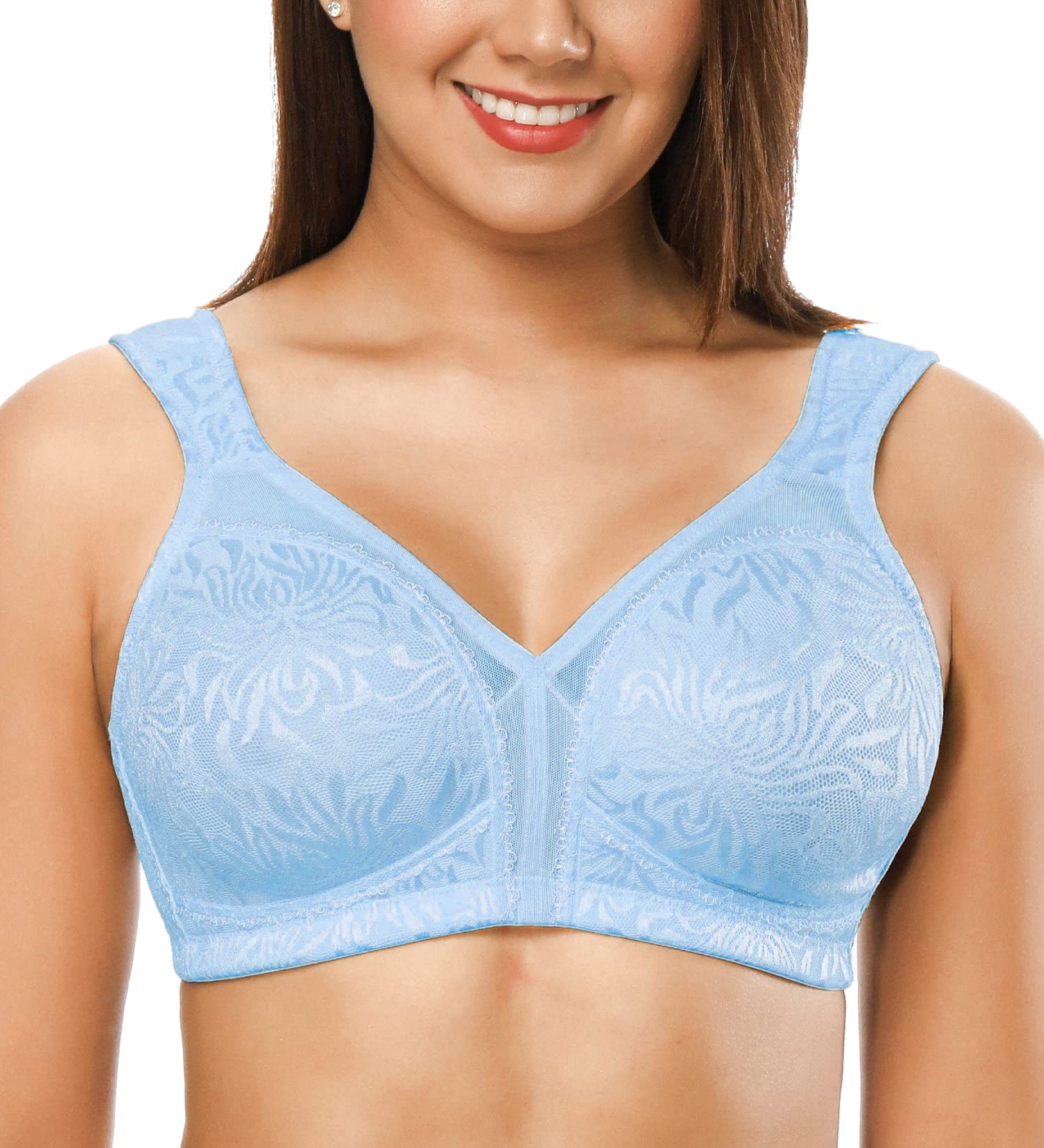 ZeroBound Womens Minimizer Bras comfort cushion Strap Wirefree Full  coverage Large Bust Non-Padded Bra Sky Blue