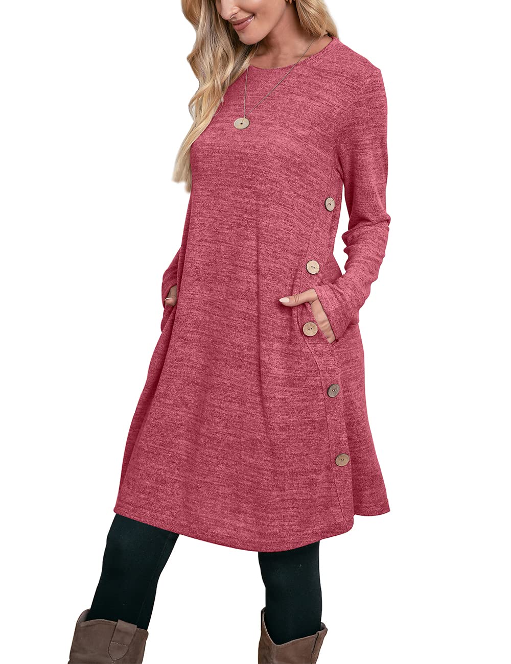 OFEEFAN Sweater Dress christmas Dresses for Women casual Fall Red XL