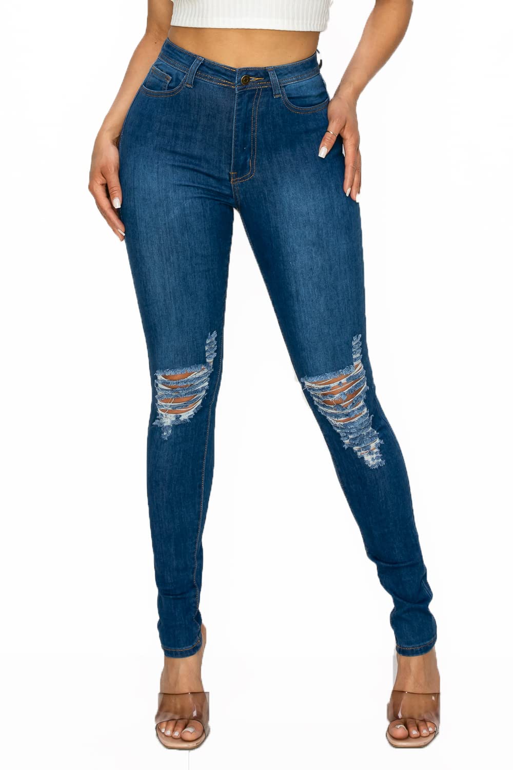 LOVER BRAND FASHION High Waisted-Rise Ladies Colored Denim Stretch