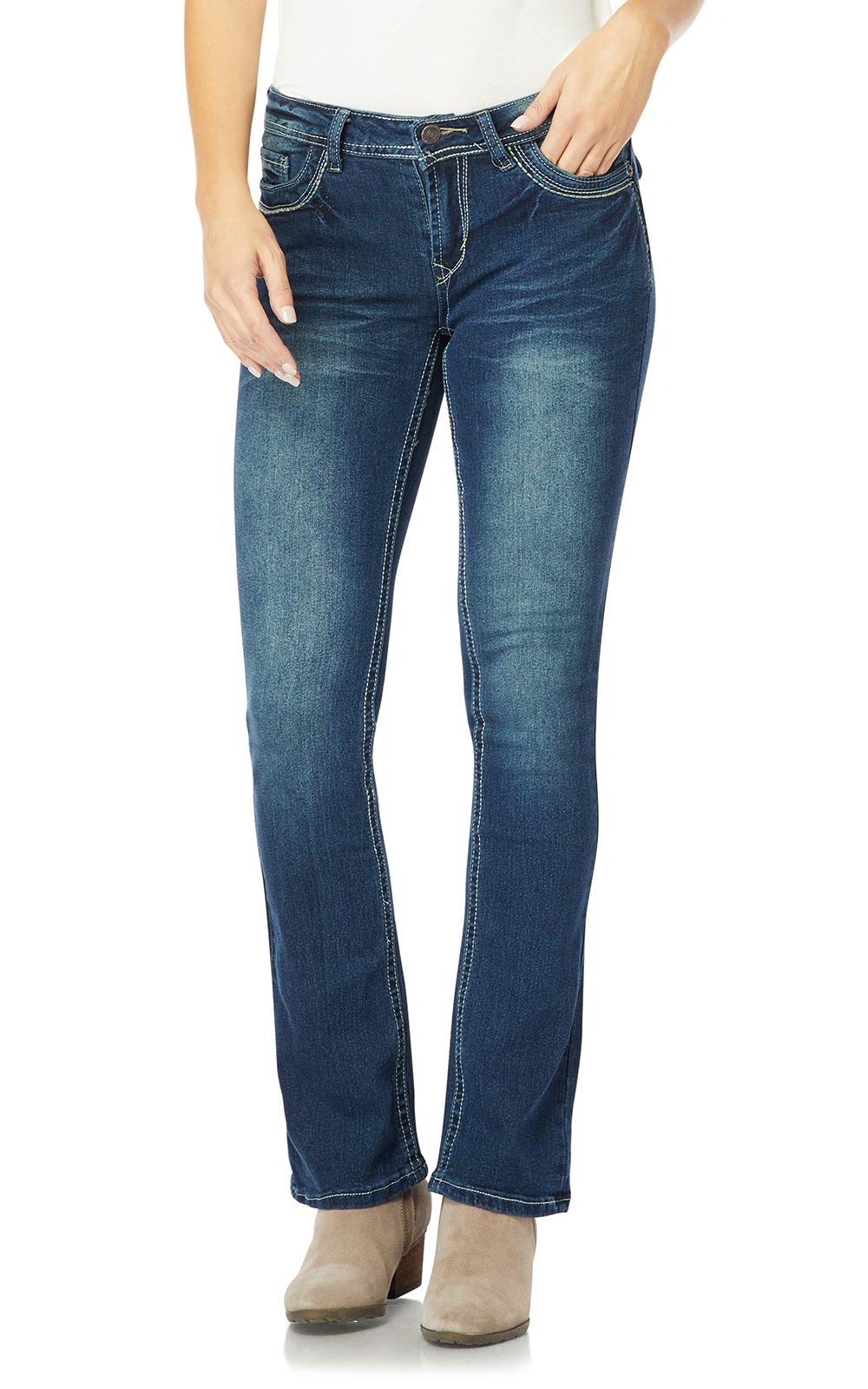 WallFlower Womens Size Instastretch Legendary classic Fit Bootcut Jeans, Katy, 22 Plus Short