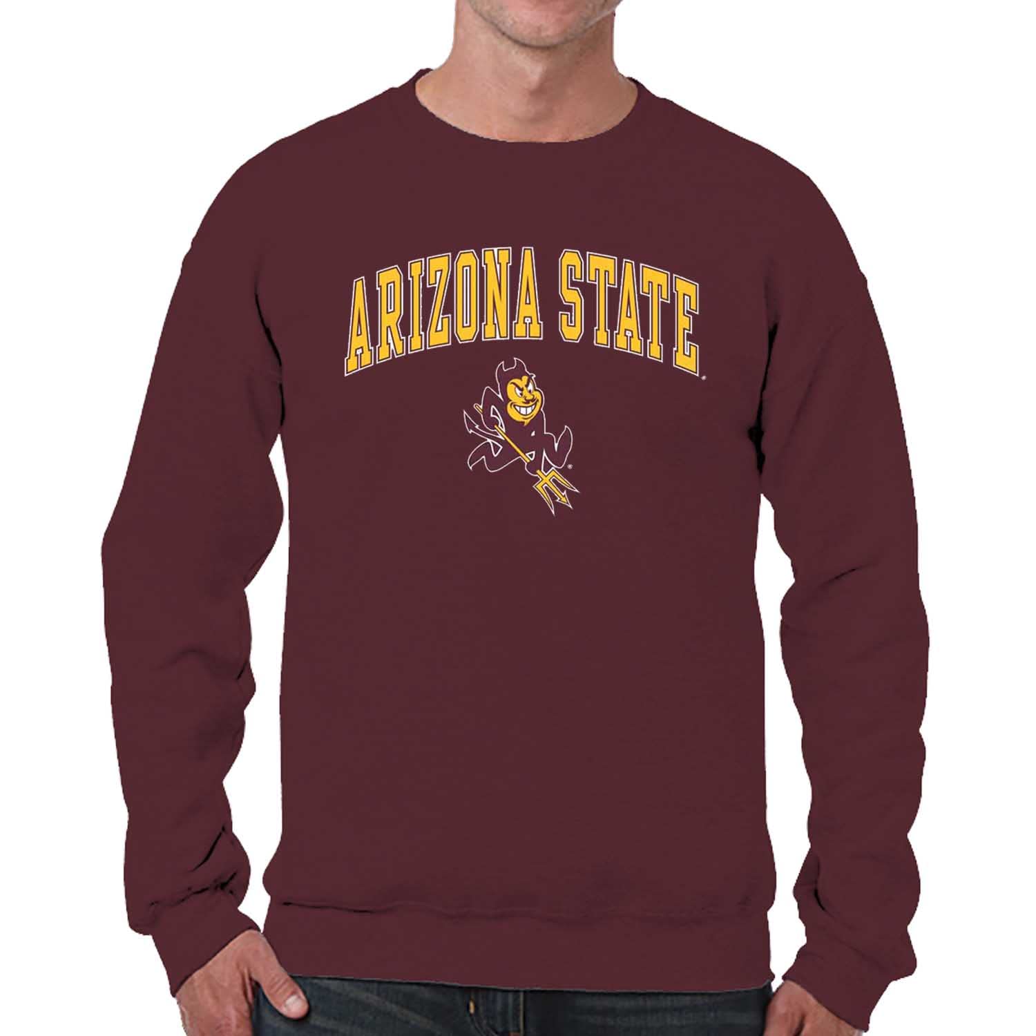 Campus Colors Adult Arch & Logo Soft Style Gameday Crewneck Sweatshirt (Arizona State Sun Devils - Red, Large)