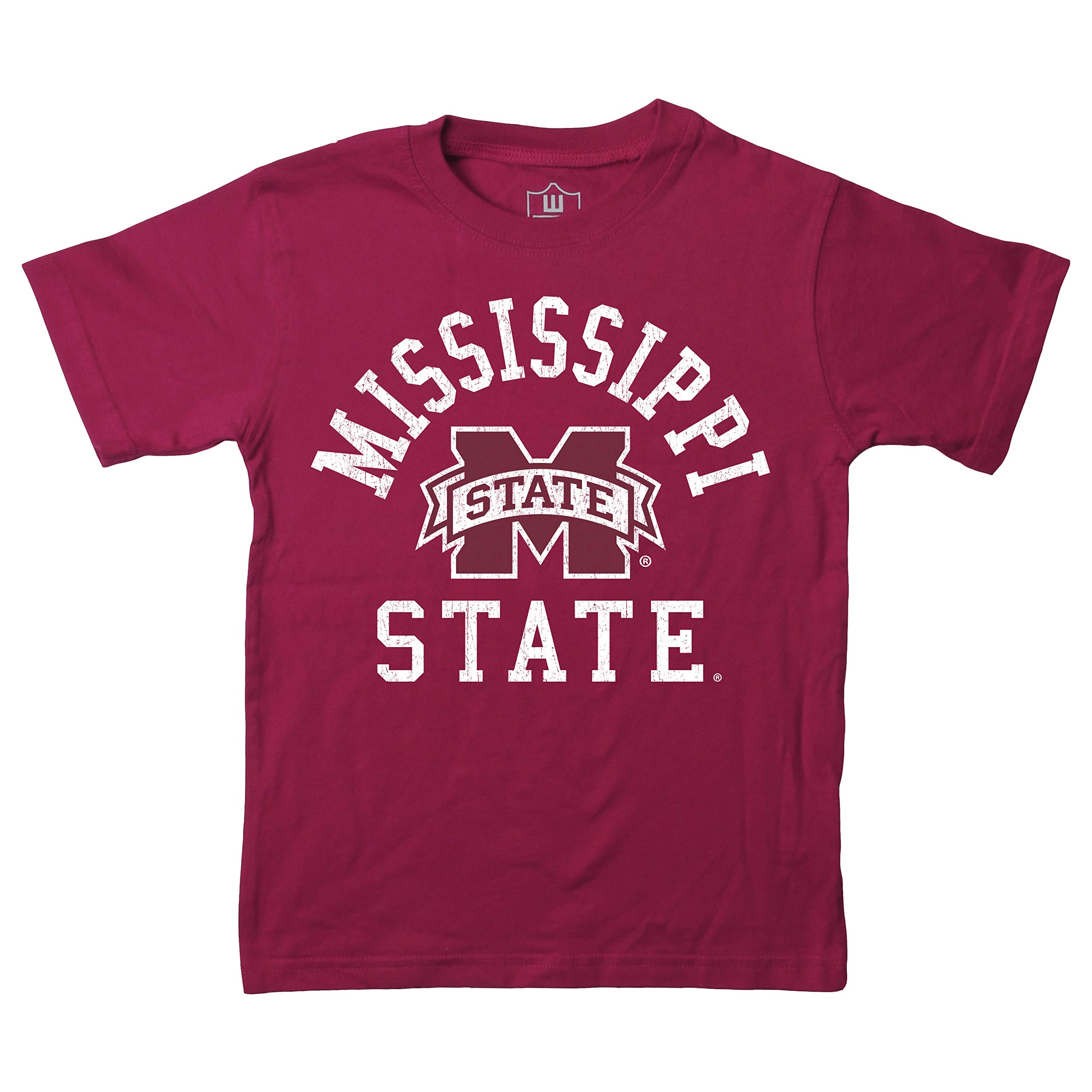 Wes and Willy NCAA Kids S/S Organic Cotton Tee Shirt, Mississippi State Bulldogs, HAR Maroon, XL