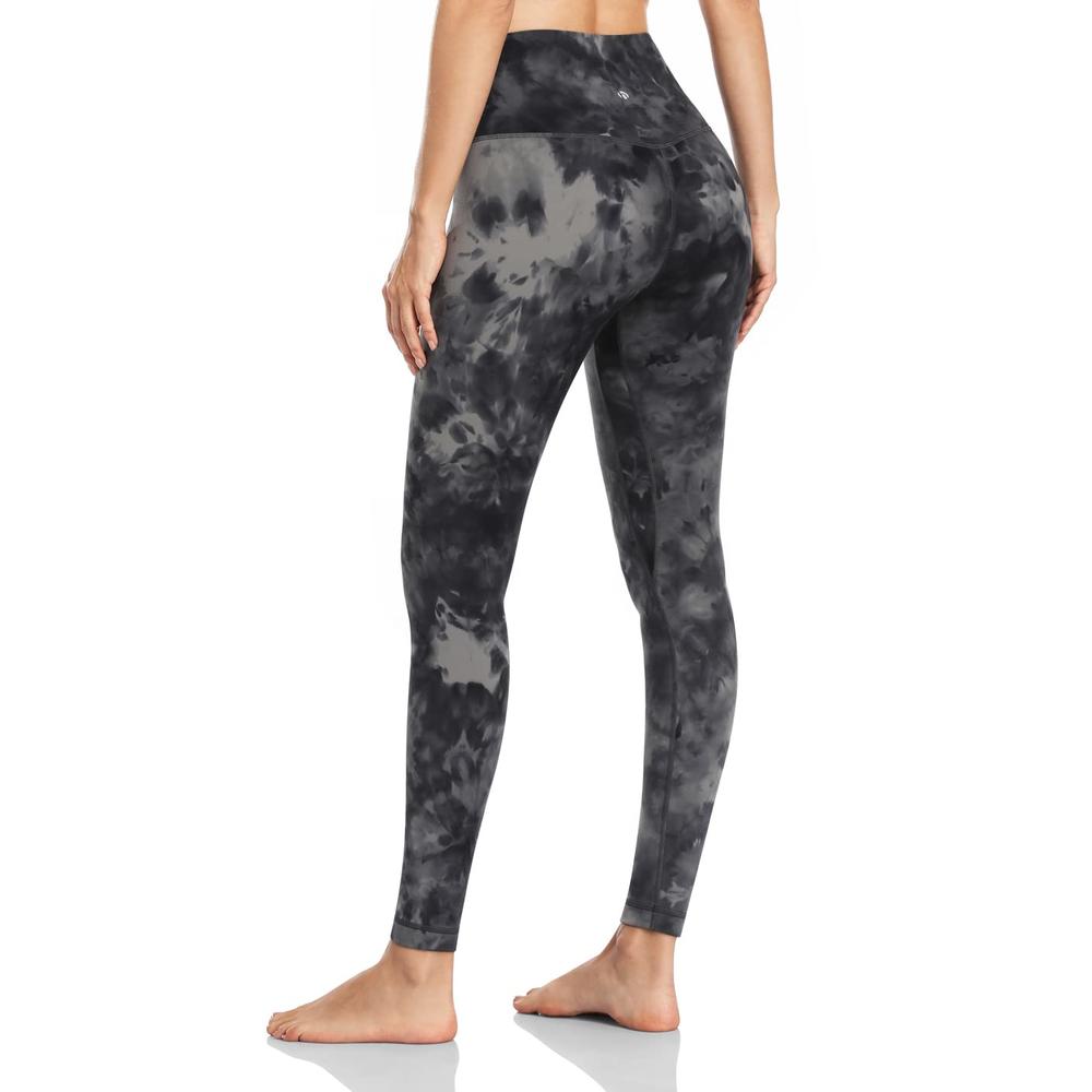 HeyNuts Essential High Waisted Yoga Leggings for Tall Women, Buttery Soft  Full Length Workout Pants 28'' Tie Dye Coal Black XS(0
