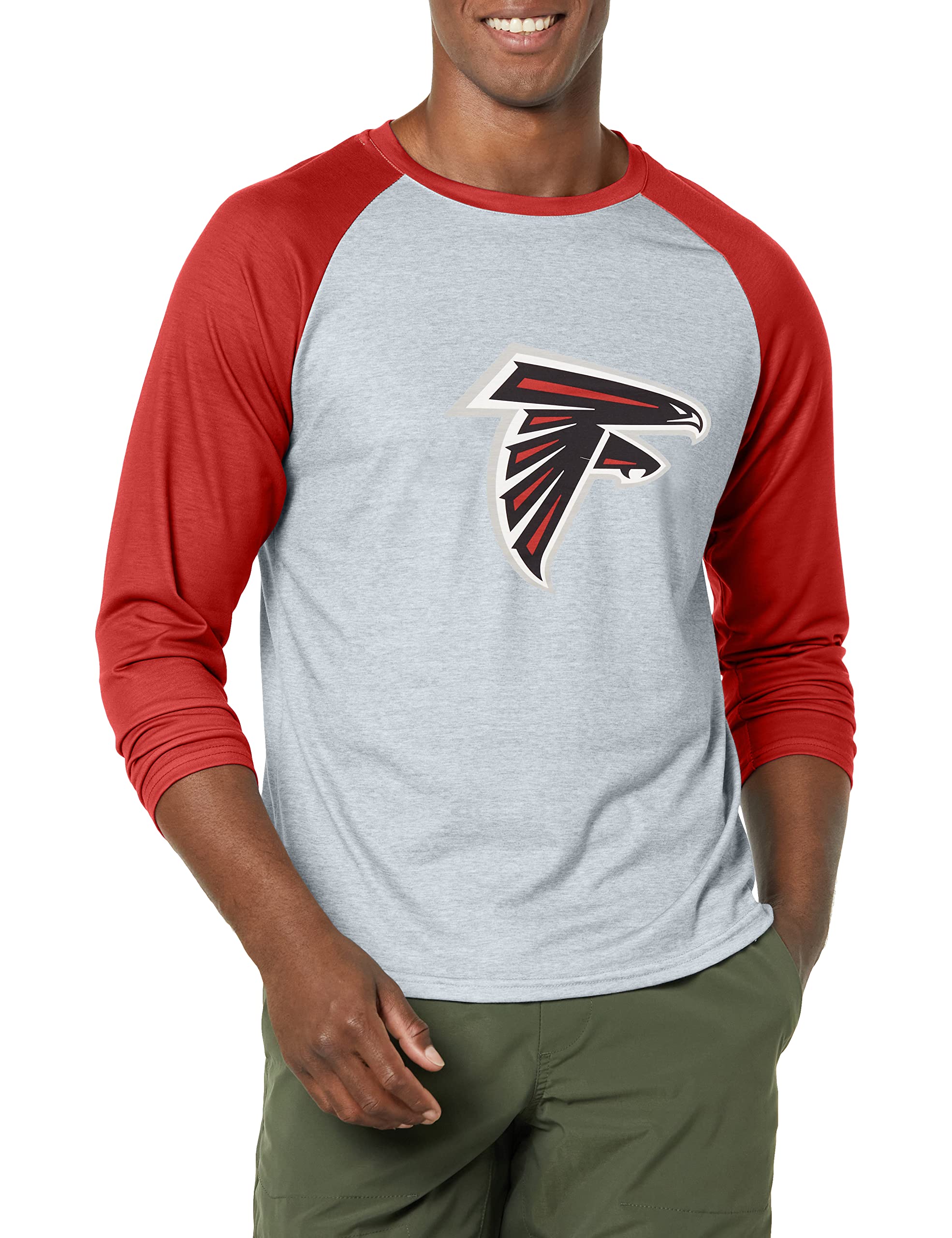 FOCO Men's NFL Team Raglan T-Shirt, Gray Big Logo, Small
