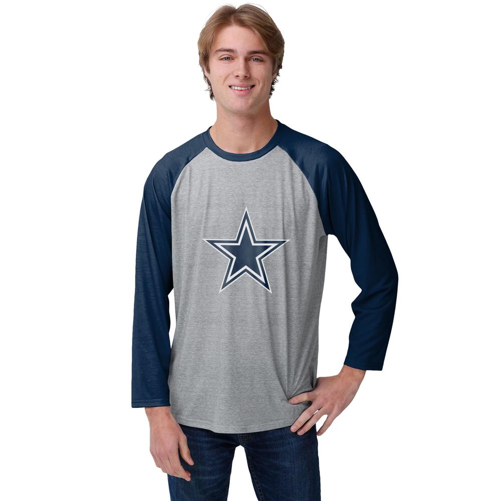 FOCO Dallas Cowboys NFL Mens Gray Big Logo Raglan - XL
