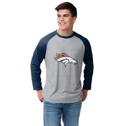 FOCO Denver Broncos NFL Mens Gray Big Logo Raglan - XL