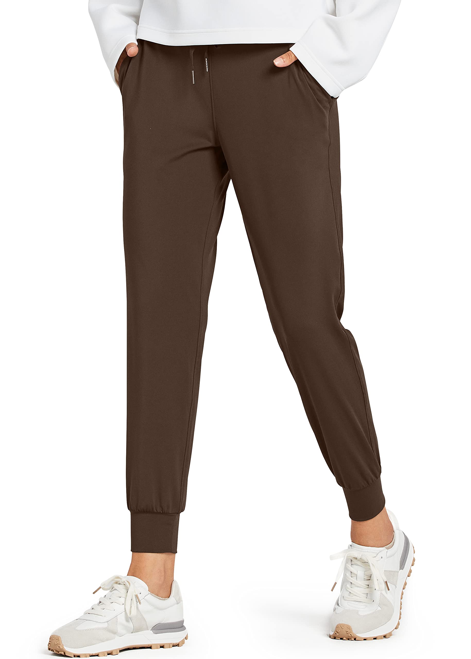 Libin Womens Joggers Pants Athletic Sweatpants with Pockets Running Tapered casual Pants for Workout,Lounge, Brown M
