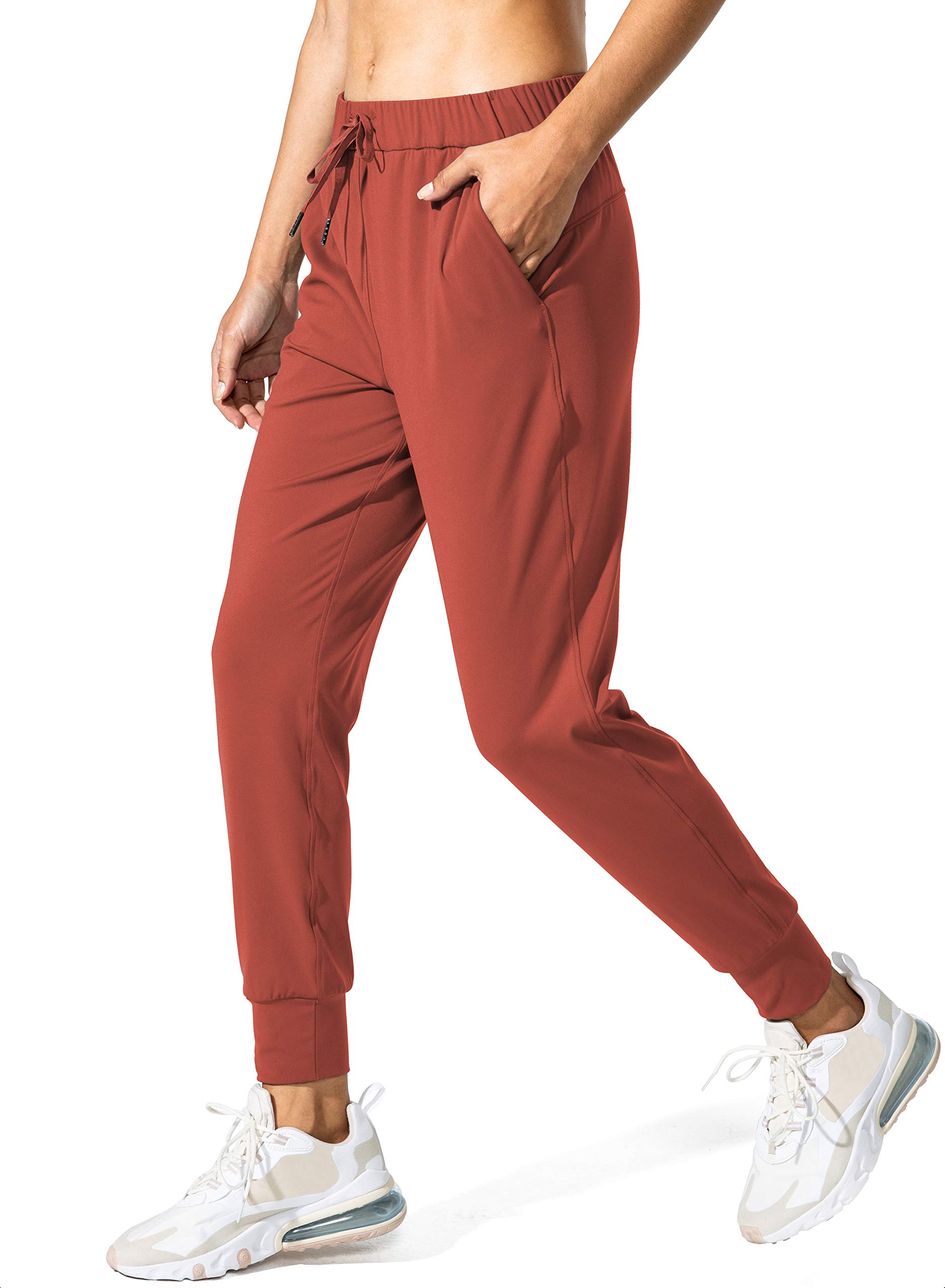 SANTINY Womens Joggers Pants Pockets Drawstring Running Sweatpants for Women Lounge Workout Jogging(Savannah Red_XL)