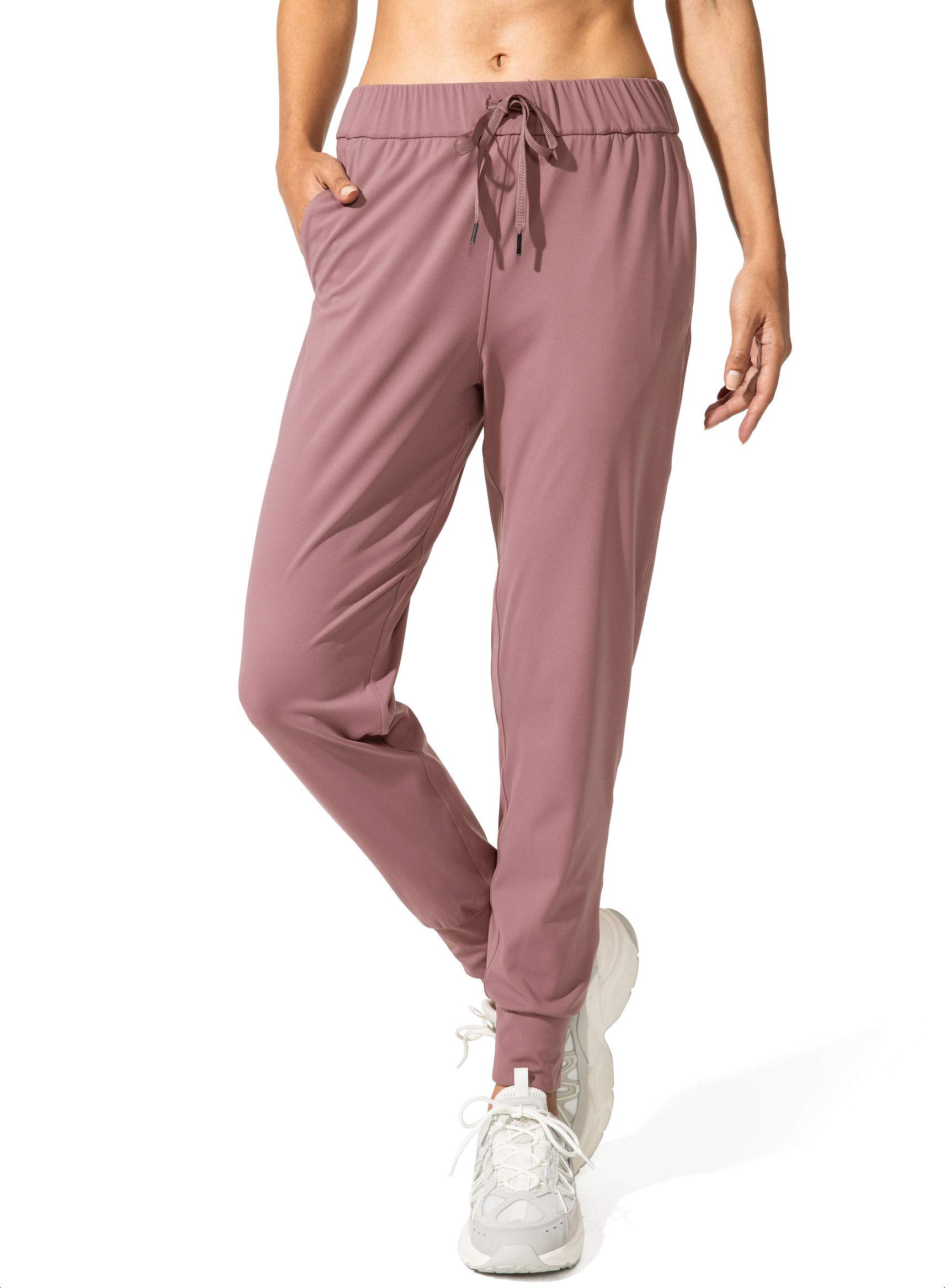 SANTINY Womens Joggers Pants Pockets Drawstring Running Sweatpants for Women Lounge Workout Jogging(Mauve Pink_L)