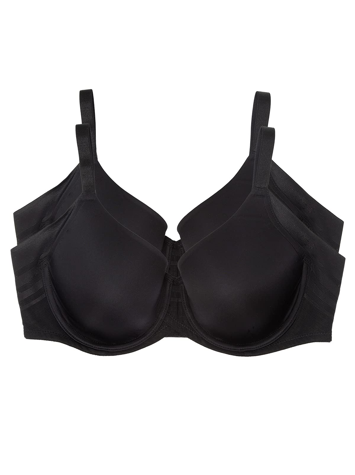 Felina Paramour Marvelous Side Smoothing T-Shirt Bra with Tighter Band Design 2-Pack (Black, 34g)