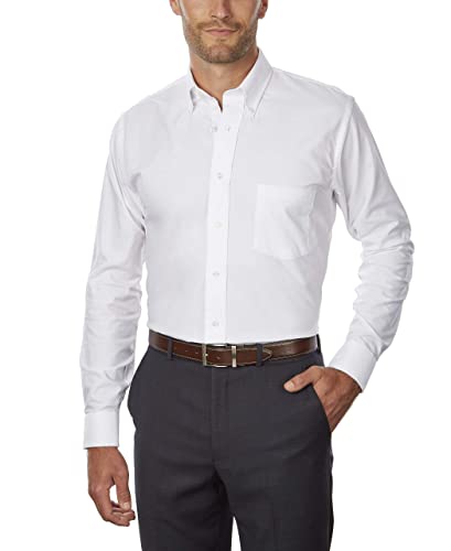 Van Heusen Mens Dress Shirt Regular Fit Oxford Solid, White, 14 Neck 30-31 Sleeve